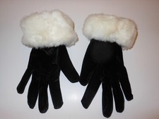 NUCOLLECTIONS BLACK WHITE FAUX FUR CUFF GLOVES ONE SIZE FIT MOST