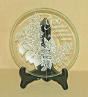 Vintage 6.25" Mother's Glass Plate with Wooden Plate Stand — photo 1