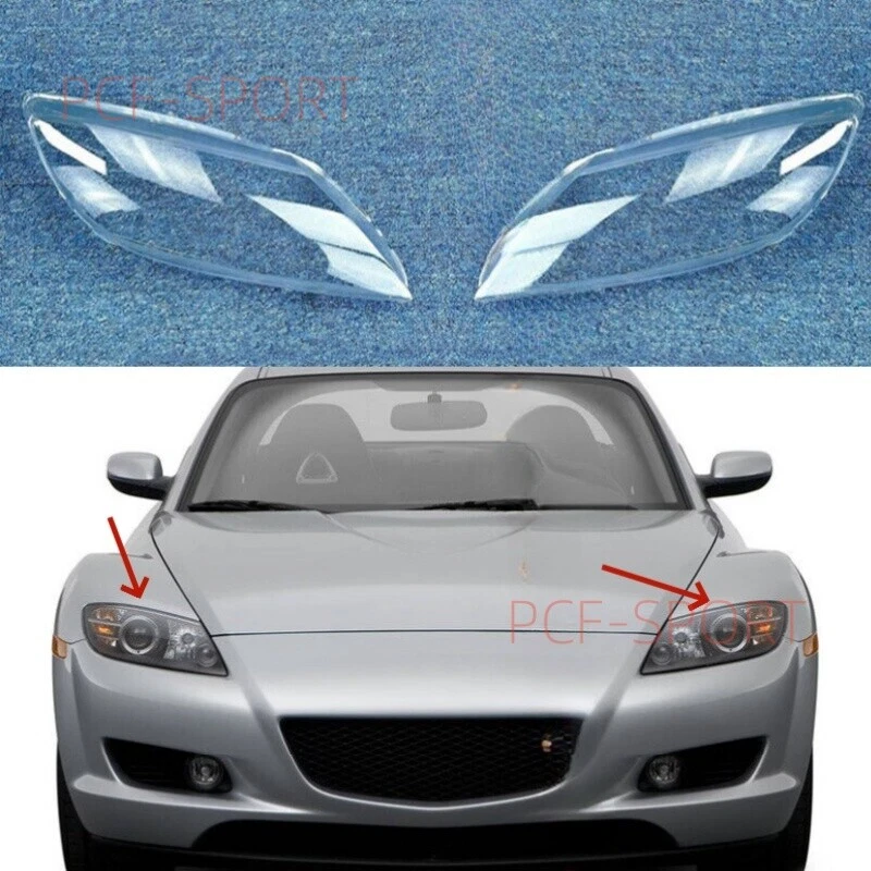 FIT For Mazda RX-8 Coupe 2004-2008 LH&RH Side Headlight Lens Cover+Sealant Glue - Image 2 of 4