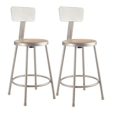 National Public Seating 24-In Heavy Duty Steel Stool Gray 2-Pack