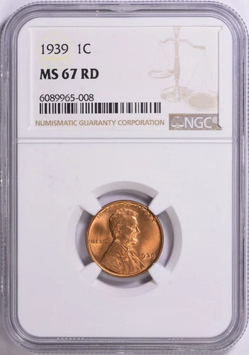 1939 Lincoln Cent NGC MS67 RED