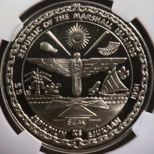 MARSHALL ISLANDS. 5 Dollars, 1991, M - NGC PF69 - Top Pop ๐ฅ Pearl Harbor 50th - Picture 5 of 5