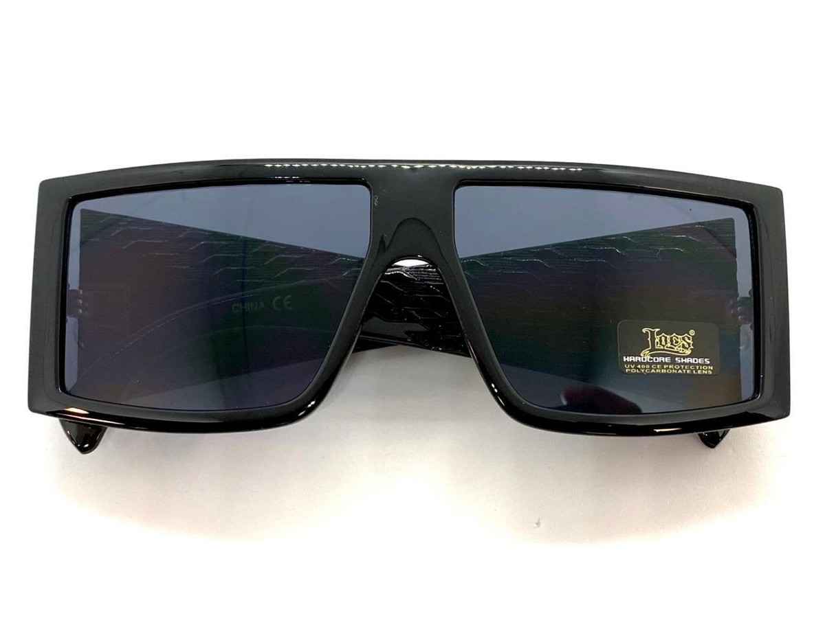 Locs Herren Cholo Biker Sonnenbrille Glänzend Schwarz Nacht Fahren