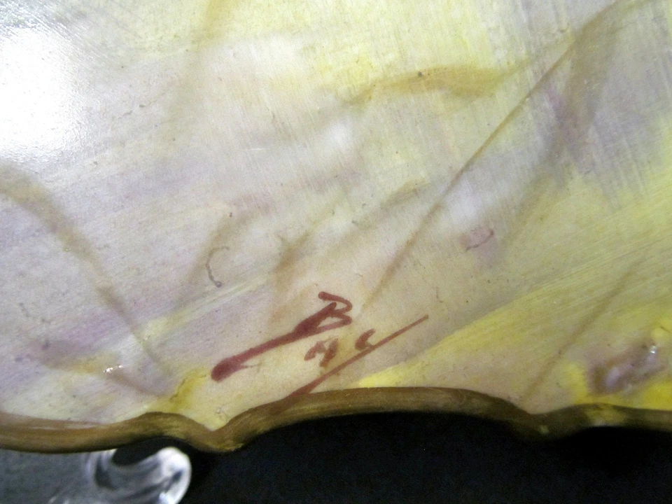 LIMOGES FRANKREICH bemalt Vogel im Flug Künstler signiert ROCCO Kanten Platte Ladegerät - Bild 4 von 4