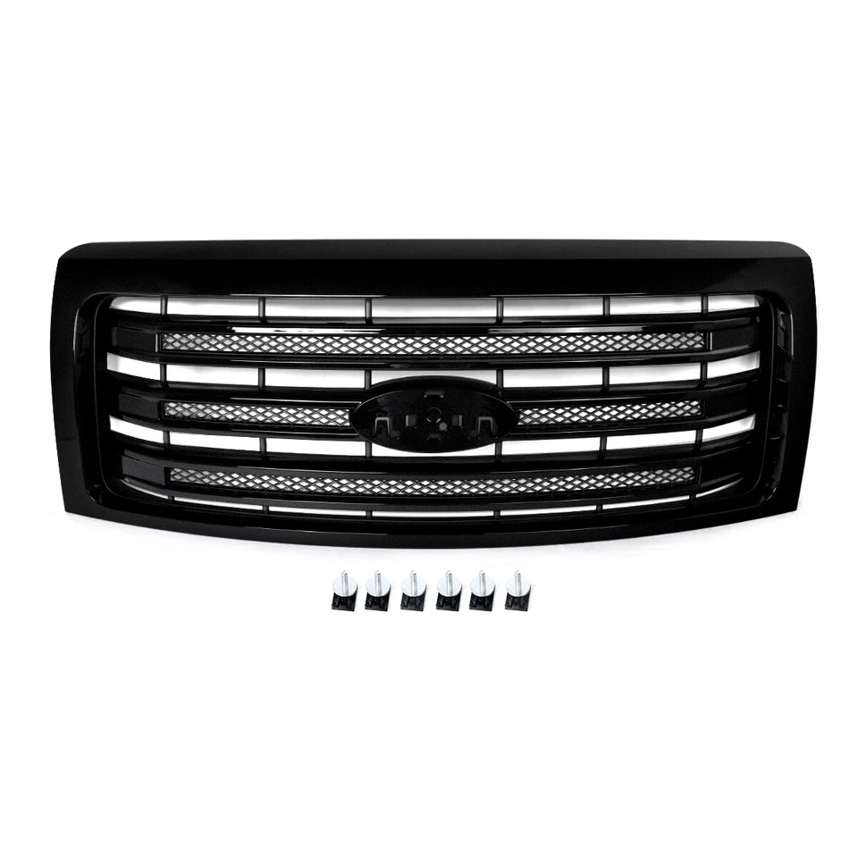 Tuxedo Black Front Upper Grille Bumper Grill Fit For Ford F150 F-150 2009-2014 Foto 3 de 4
