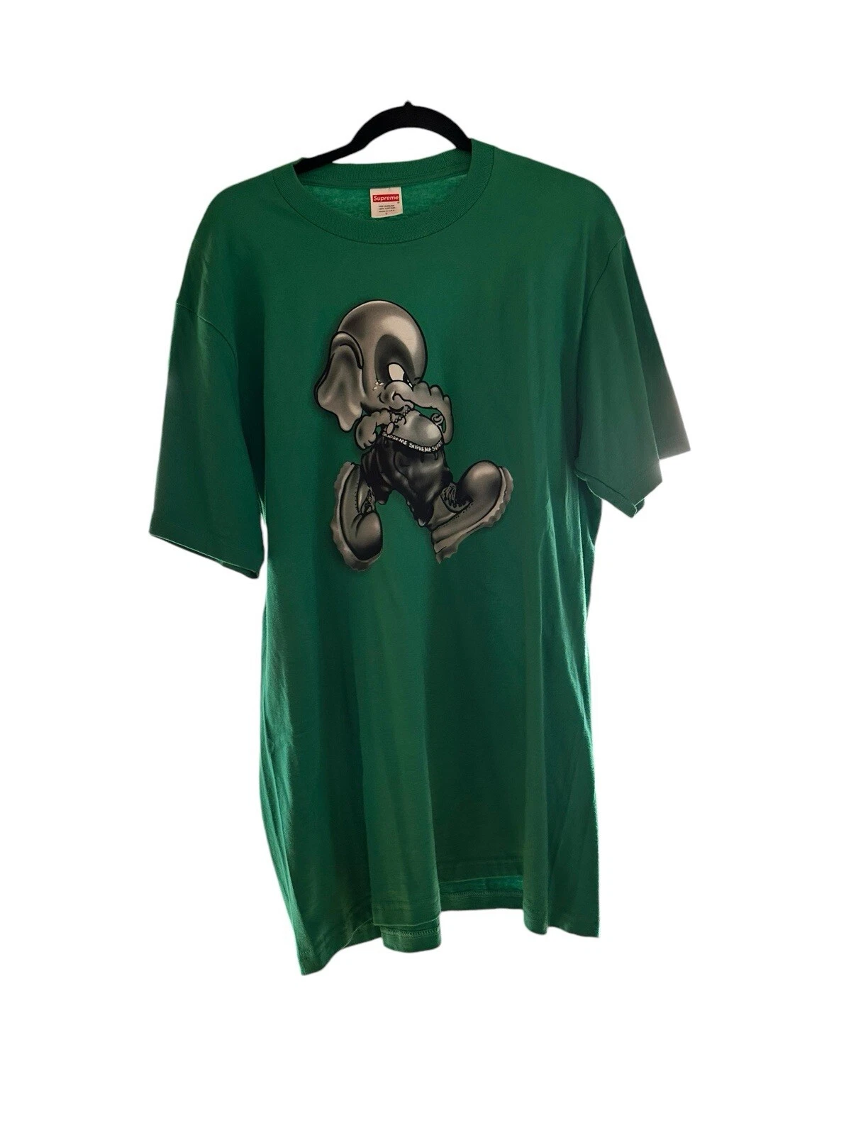 Rare AUTHENTIQUE   T shirt graphique Supreme Elephant vert manches courtes   Taille L