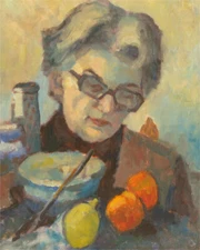 Barbara Doyle (b.1917) - Contemporary Oil, Reading The Recipe