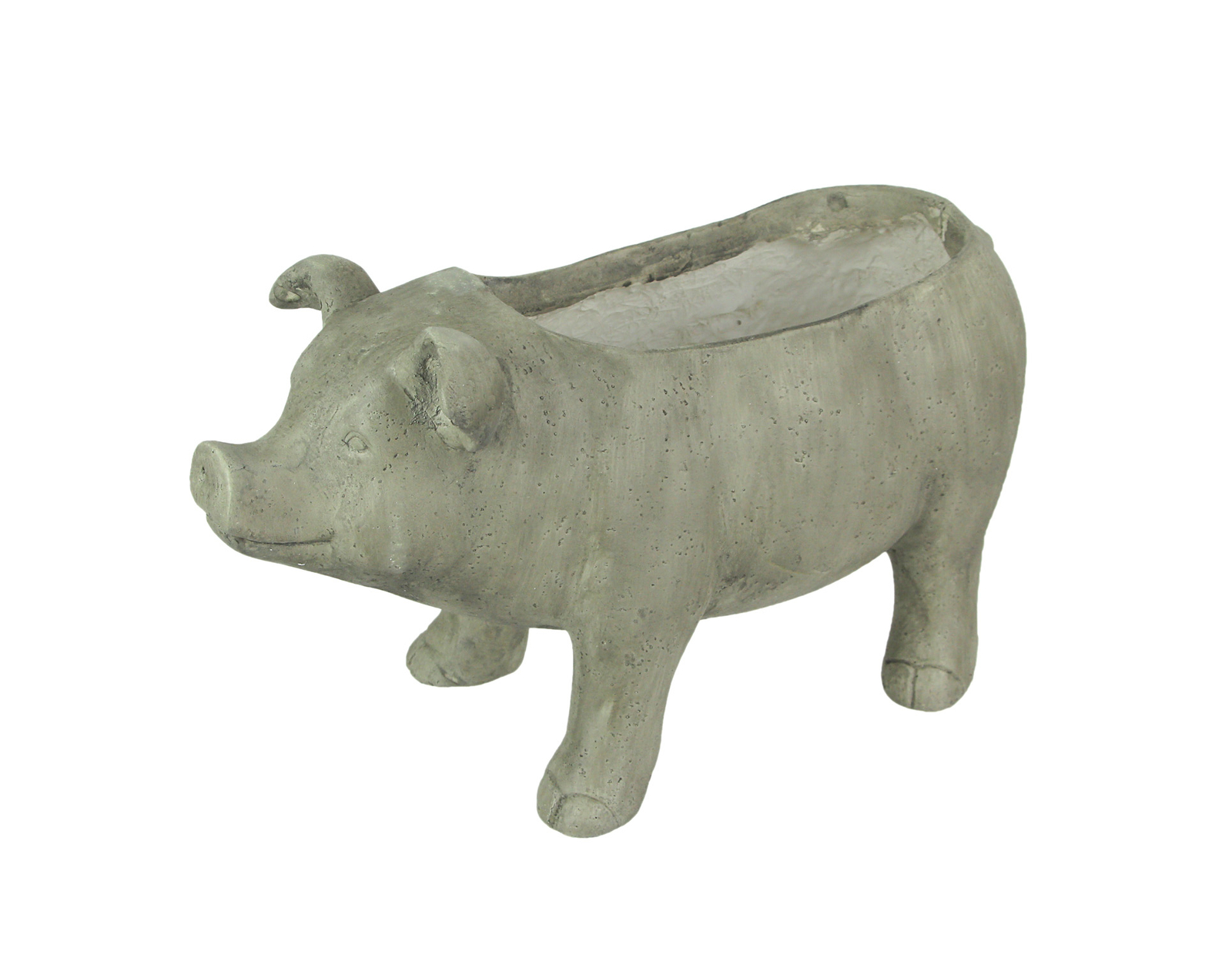 Zeckos 17 Inch Long Rustic Finish Smiling Pig Planter