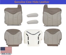 2001 2002 GMC Seirra Yukon Denali C3 LEATHER New Front Seat Cover in 2-Tone Tan