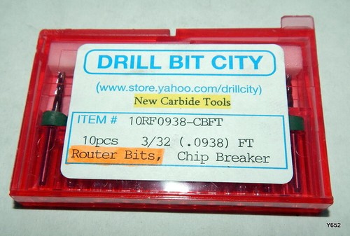 10 Piece Pack 3/32" Dia. .0938 FT Chip Breaker Router Bits 10RF0938-CBFT - Picture 1 of 3