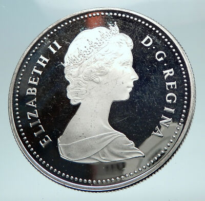 1981 CANADA w UK Queen Elizabeth II Railway Train Silver Dollar