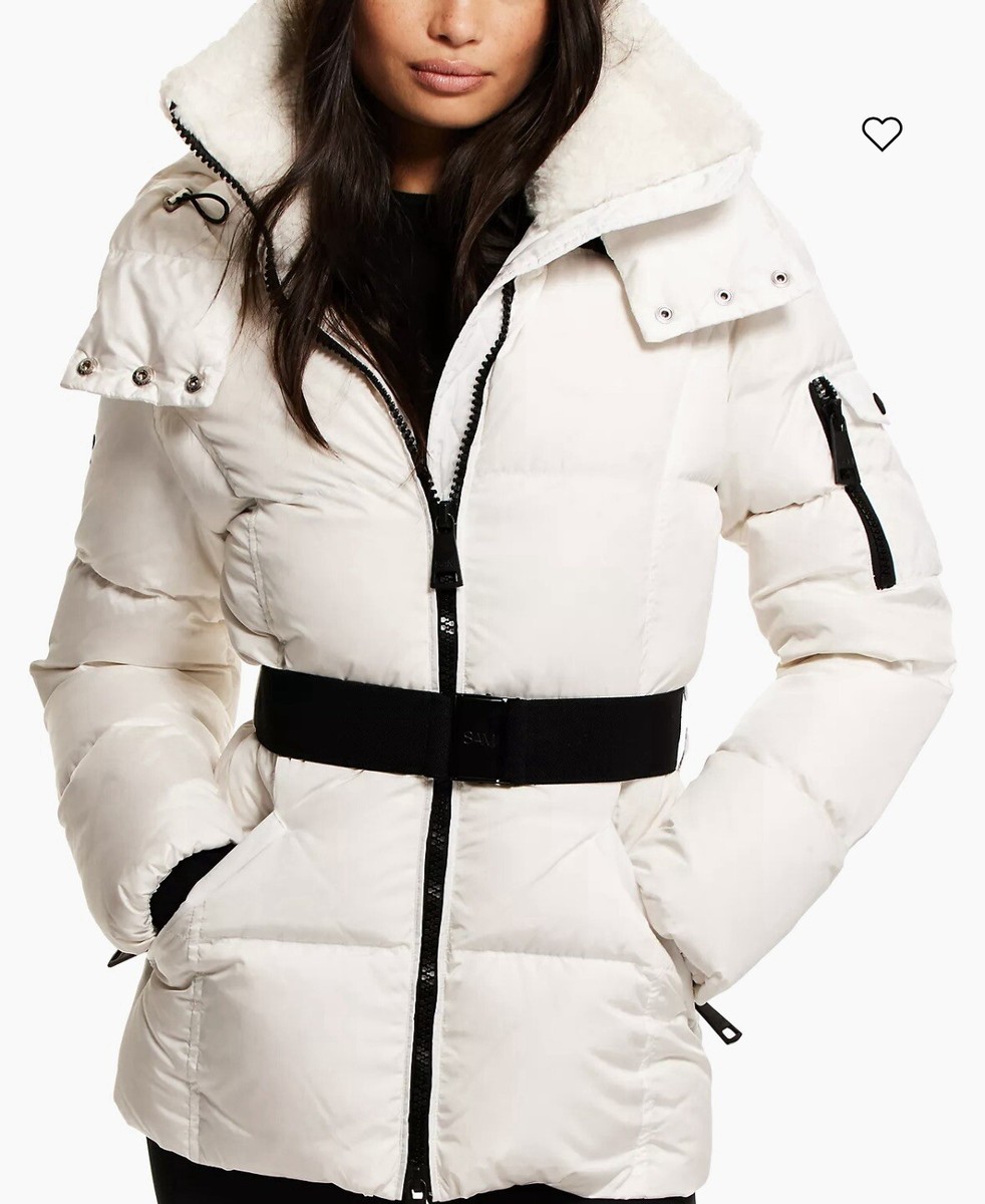 Coat Sale Sam White Coat Sam Women's Matte White Liv Belted Puffer