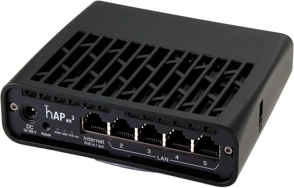 Mikrotik hAP AX² Router Wireless Gigabit Access Point WiFi6 2.4/5 GHz PoE Nero - Immagine 3 di 4