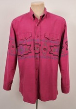 Men's VTG 90s Maroon / Purple Western Shirt Sz L 1990s Aztec Print