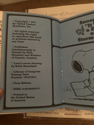 Charles Schulz / Snoopy and It Was A Dark & Stormy Night 1st Edition SIGNED JSA - Imagen 3 de 7