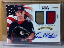 2012 PANINI USA REESE MCGUIRE PIRATES AUTO DUAL JERSEY MATCHING #42