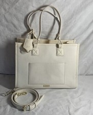 Vince Camuto Soft Pebble Leather Byron Coconut Cream Designer Bag Tote Large