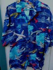 NEW AIR PLANE DESIGN HAWAIIAN SHIRT SIZE MEN'S MEDIUM MADE BY PARADISE FOUND 