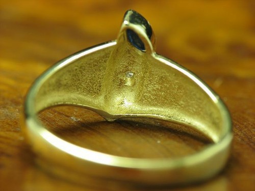 14kt 585 Oro Giallo Anello con Diamante & 0,15ct Spinello Ricoperto / 3,2g / Rg - Foto 4 di 6