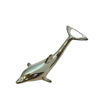 Silver-Plated Dolphin Bottle Opener & Corkscrew 6.5 Inch Twist Pop Off Easy Grip