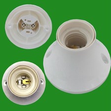 2x Edison Screw White Lamp Holder ES E27 LightBulb Wall Ceiling Fixing Socket