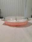 PYREX Pink Daisy 1.5 Qt Divided Casserole Dish with Lid Vintage EUC NOS