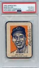 1952 Wheaties Bob Feller Portrait Signed PSA 4 DNA AUTO 8 HOF RARE **POP 1**