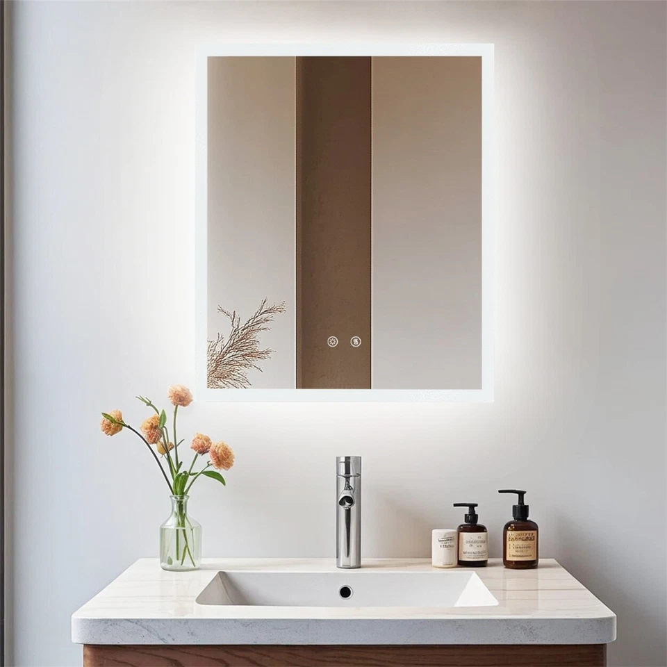Badspiegel mit Beleuchtung LED Touch Dimmbar Spiegel 50 60 70 80 cm Antibeschlag - Bild 1 von 4