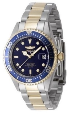 Invicta Ocean Voyage New 37.5 mm Stainless Steel Gold +Steel Blue Dial Stunning!