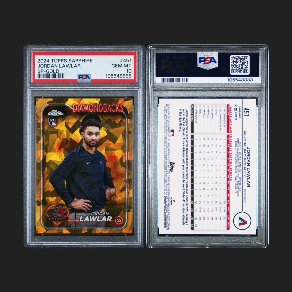 2024 Topps Chrome Sapphire Edition - Jordan Lawlar #451 Gold /50 (RC)