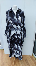 Malissa J Shirt Dress Lagenlook Satin Feel Monochrome Dress New bx15 One Size