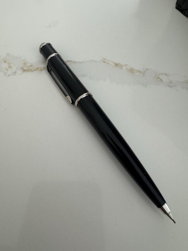 Cartier Diabolo Mechanical Pencil in Black Composite w/Platinum trim and Saphire