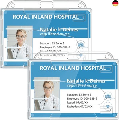 Teskyer 2 Stück Ausweishülle, ID Ausweishalter, Kartenhülle, Transparent, St