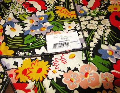 Vintage Napkin Set of 4 Vera Bradley Poppy Fields Pattern Retired 1990's UNUSED