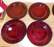 ARCOROC - Made in France SET OF 4 COCOON RUBY Red Glass SALAD PLATES 7.5 