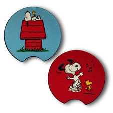 Snoopy Car Coasters – Doghouse & Dancing – Set of 2