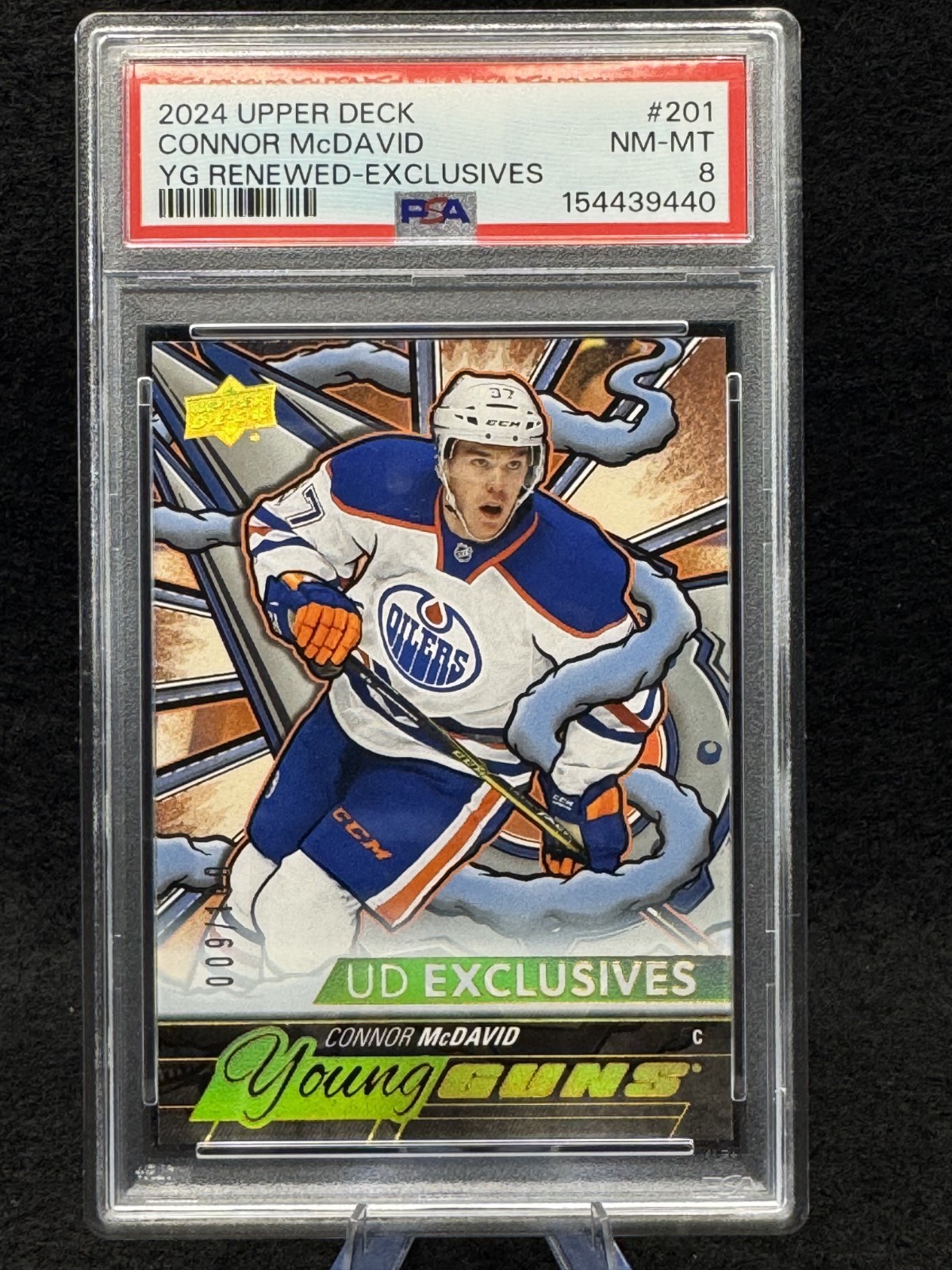 2024 UD #201 CONNOR MCDAVID YOUNG GUNS RENEWED SERIES 2 EXCLUSIVES 9/100 PSA 8