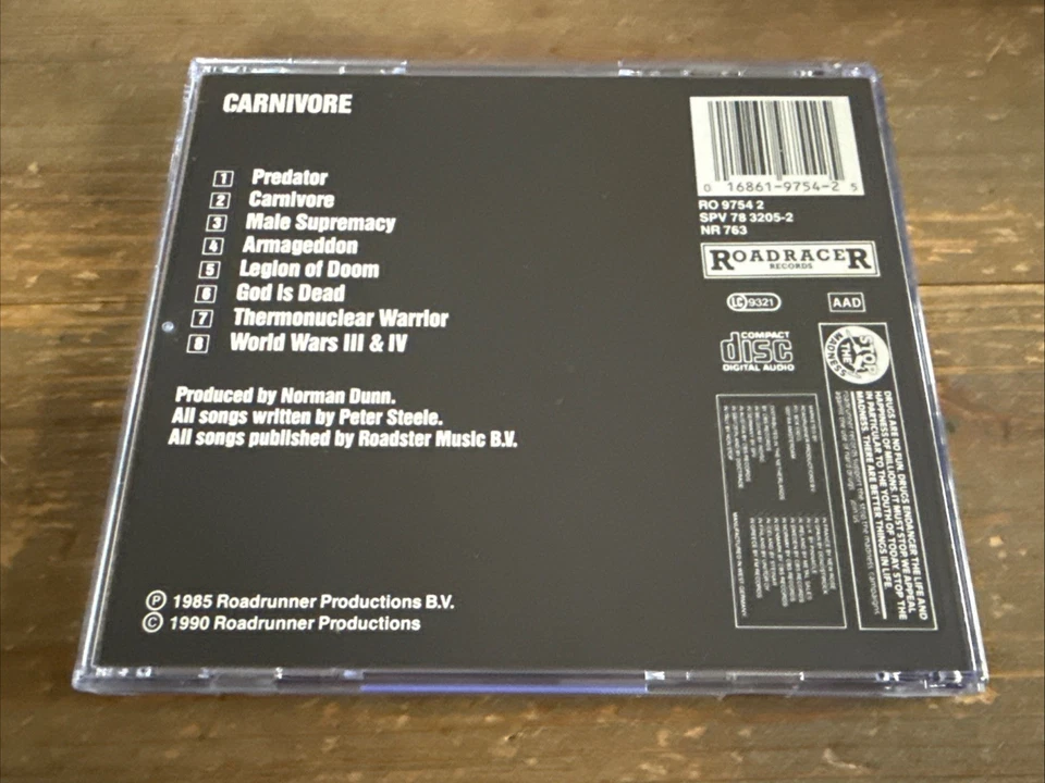 CARNIVORE-SAME S/T- ORIGINAL PRICE KILLERS PRESS 1990 TYPE O NEGATIVE - Bild 2 von 4