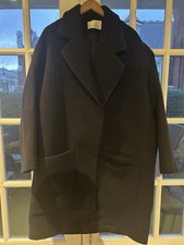 RAYE Women’s Oversized Navy Wool Coat with Lapels and Pockets - Size XXS/XS