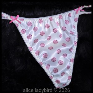 Vintage JOE BOXER Satin STRING Bikini THONG Panty Pink BOWS Dot Print xxl 10