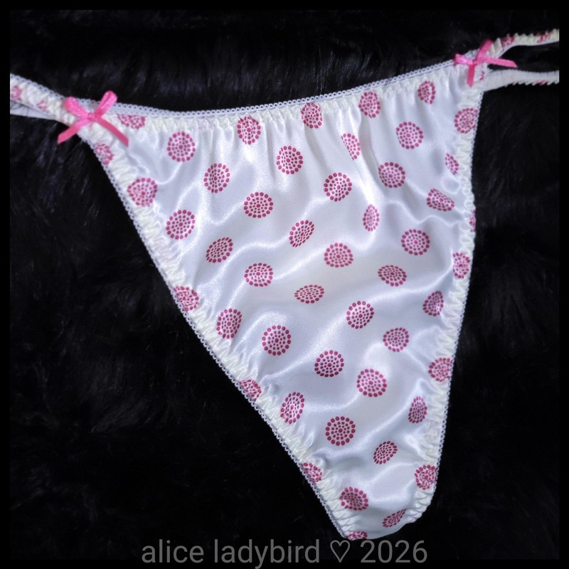 Vintage JOE BOXER Satin STRING Bikini THONG Panty Pink BOWS Dot Print xxl 10