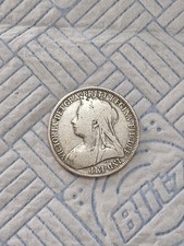 1899 Queen Victoria Veiled Head .925 Silver Florin Coin