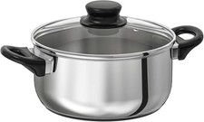 2.8 Liter Stainless Steel Saucepan with Glass Lid Heavy Duty Cooking Pot