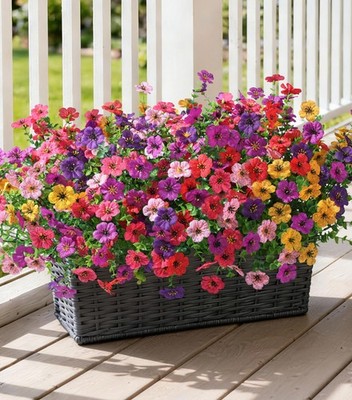 Artificial Flowers for Outdoor 24 Bundles Fake Mums with Eucalyptus Leaves UV...