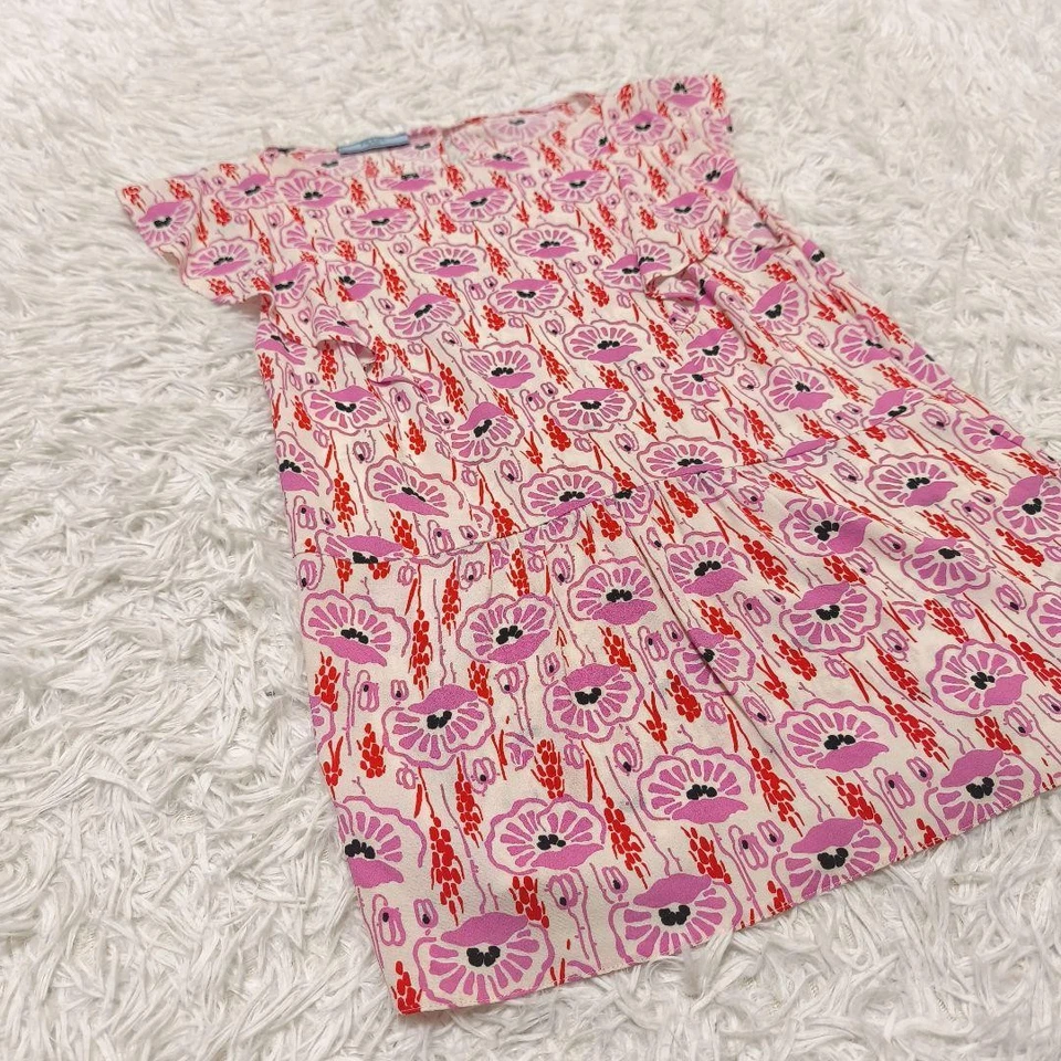 USADA [EXCELENTE ESTADO] BLUSA ELÁSTICA FLORAL CON VOLANTES PRADA, TALLA 42, ROSA G Foto 4 de 4