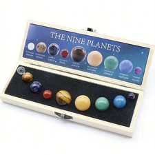 Solar System Natural Crystal Gemstones Set 9 Planets Sphere Ball Stone Galaxy Mo