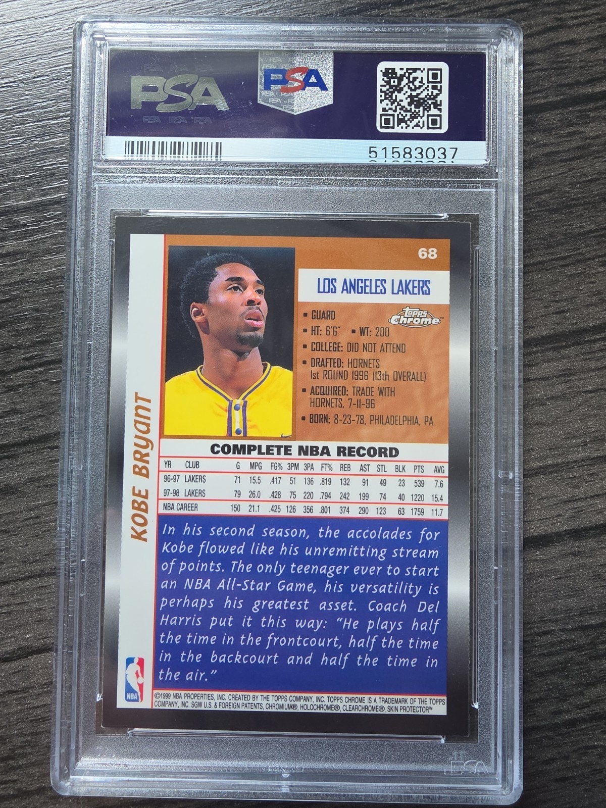 🐐 🔥 1998-99 Topps Chrome #68 KOBE BRYANT PSA 8 🔥 🐐  view 2