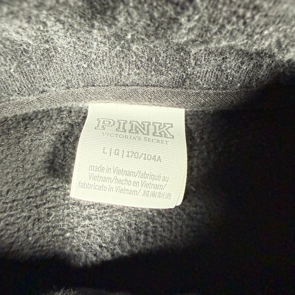 ROSA Victoria's Secret Cuarto Cremallera Sudadera Negro Logo Gráfico Pullover L Foto 3 de 4