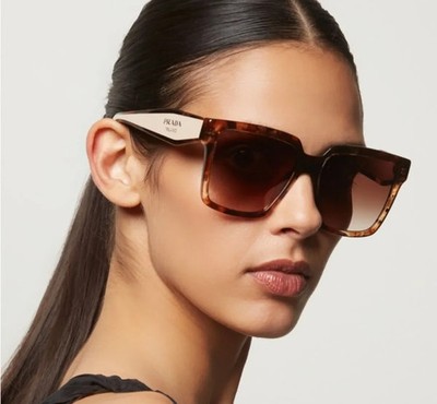Prada PR 24ZS 07R0A6 Tortoise Square Sunglasses Brown Gradient NEW