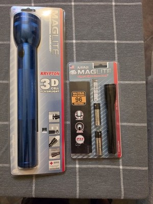 A Classic Blue 3 D cell Maglite & A Classic Black 2 AA Mini Maglite